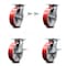 Service Caster 8 Inch Red Poly on Cast Iron Swivel Caster Swivel Locks 2 Brakes SCC, 2PK SCC-35S820-PUB-RS-BSL-2-SLB-2 - alternate 1